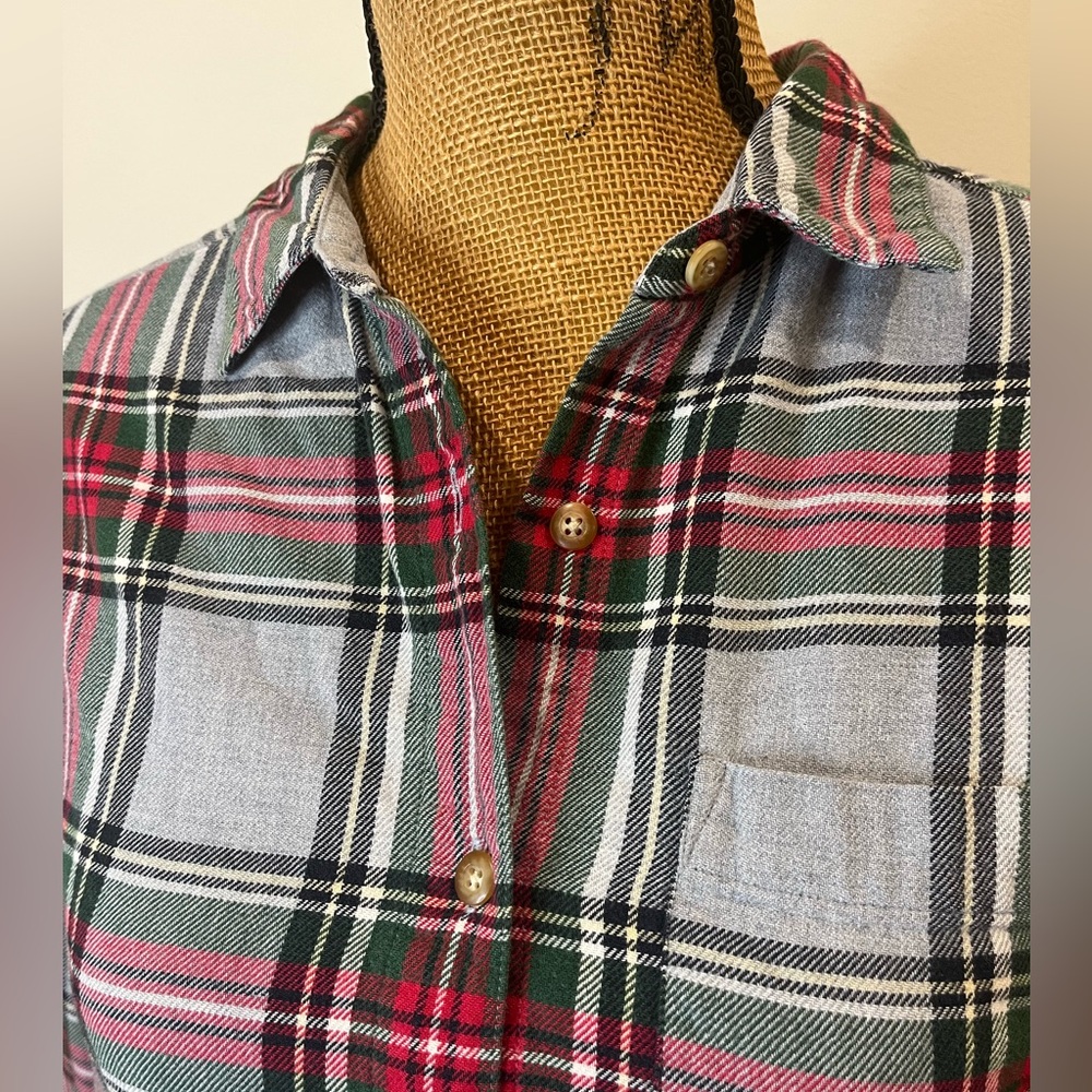 Vintage Eddie Bauer 100% Cotton Plaid Flannel Shirt 90s Grunge Size Large - Picture 3 of 10